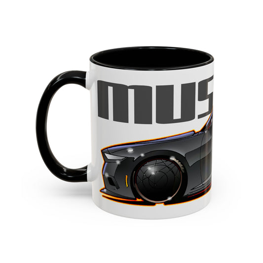 FORD MUSTANG 2025 Gun Metal Silver Fireball Art Coffee Mug