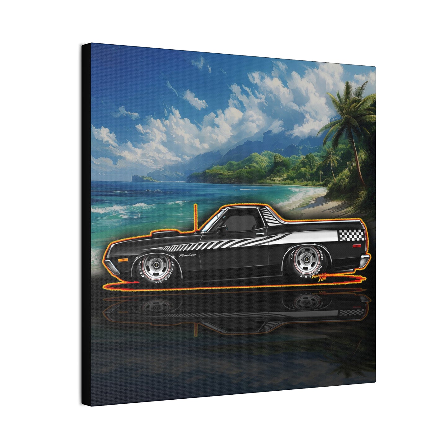 FORD RANCHERO Collectible Fireball Art Canvas Stretched Print