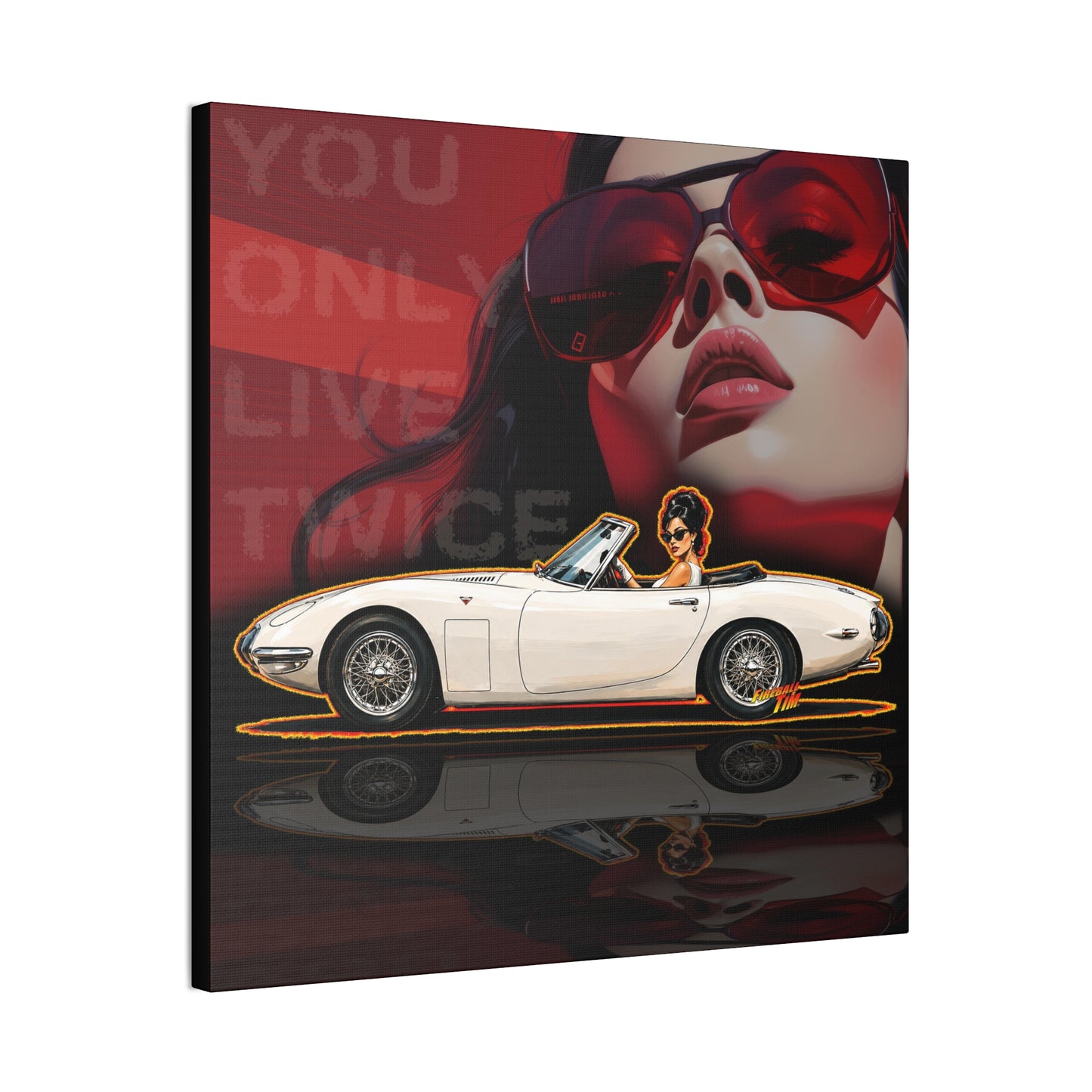 JAMES BOND 007 You Only Live Twice Toyota 2000GT Collectible Fireball Art Canvas Stretched Print