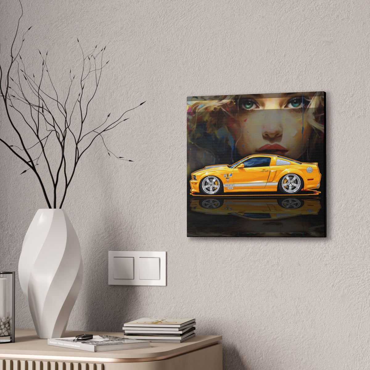 FORD MUSTANG SHELBY GT-C 2008 Collectible Fireball Art Canvas Stretched Print