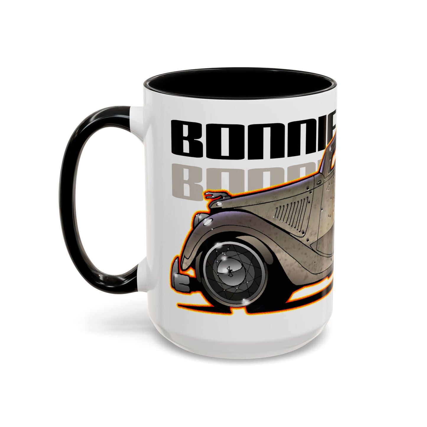 BONNIE & CLYDE 1934 Ford Model 730 Deluxe Sedan Fireball Art Coffee Mug - 2 Sizes