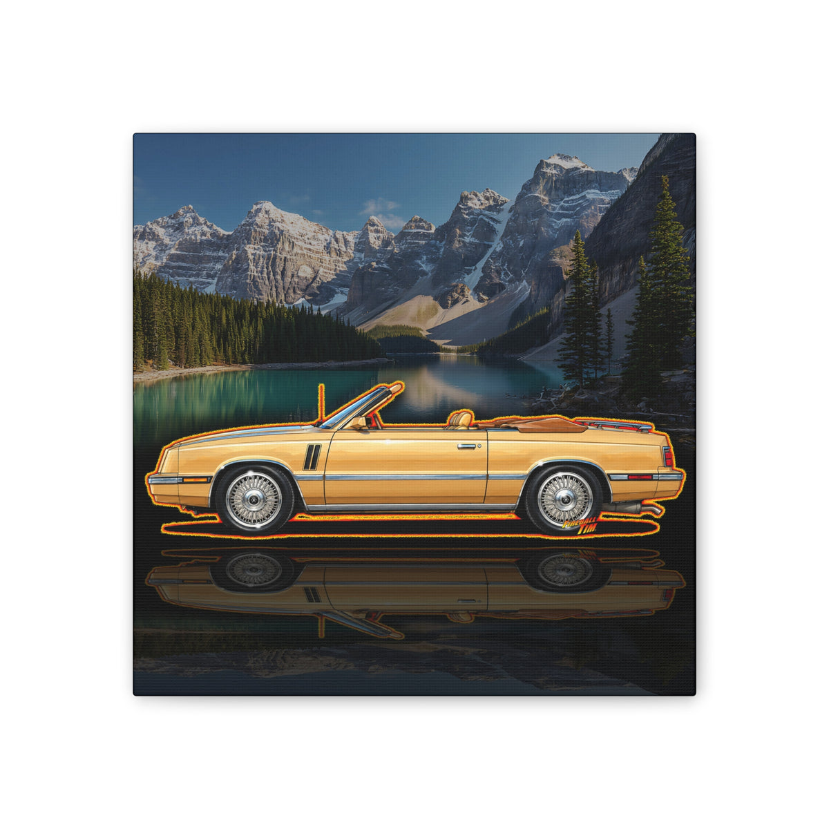DODGE 600 CONVERTIBLE 1985 Collectible Fireball Art Canvas Stretched Print