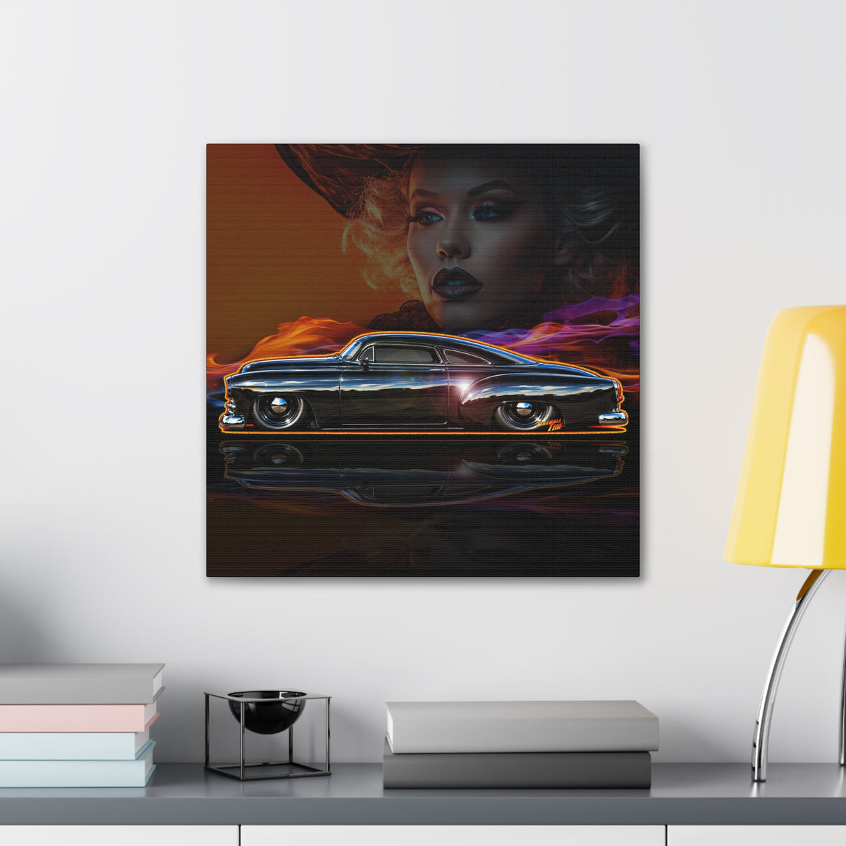OUTLAW 150 Hot Rod Rat Rod Collectible Fireball Art Canvas Stretched Print