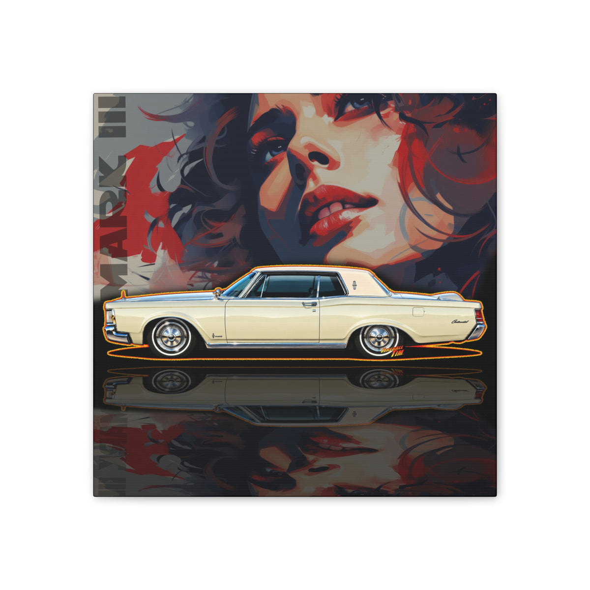 LINCOLN MARK III 1970 Collectible Fireball Art Canvas Stretched Print