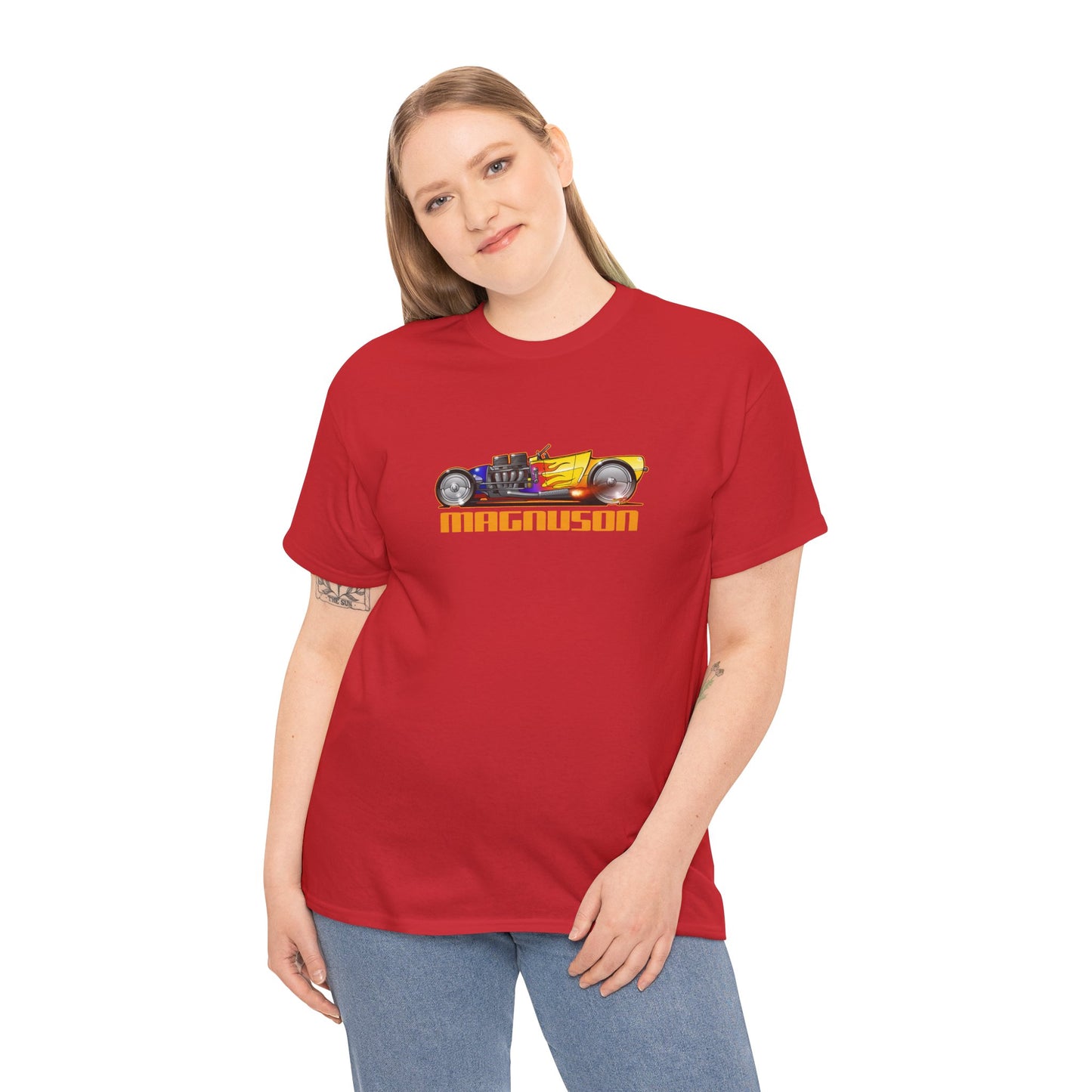 MAGNUSON Track Roadster Hot Rod Fireball Art Tee Shirt - Multiple Colors