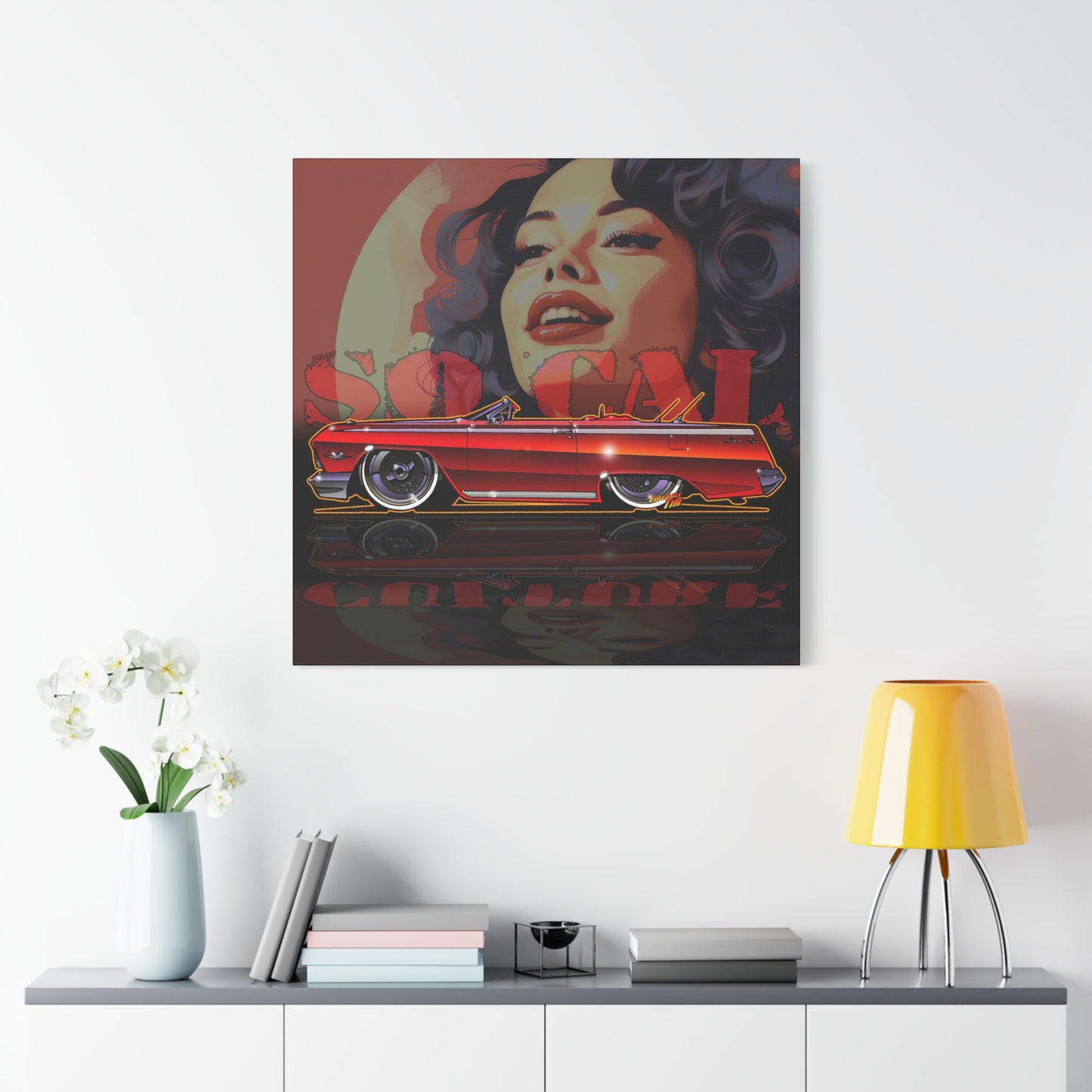 CHEVY IMPALA LOWRIDER Collectible Fireball Art Canvas Print