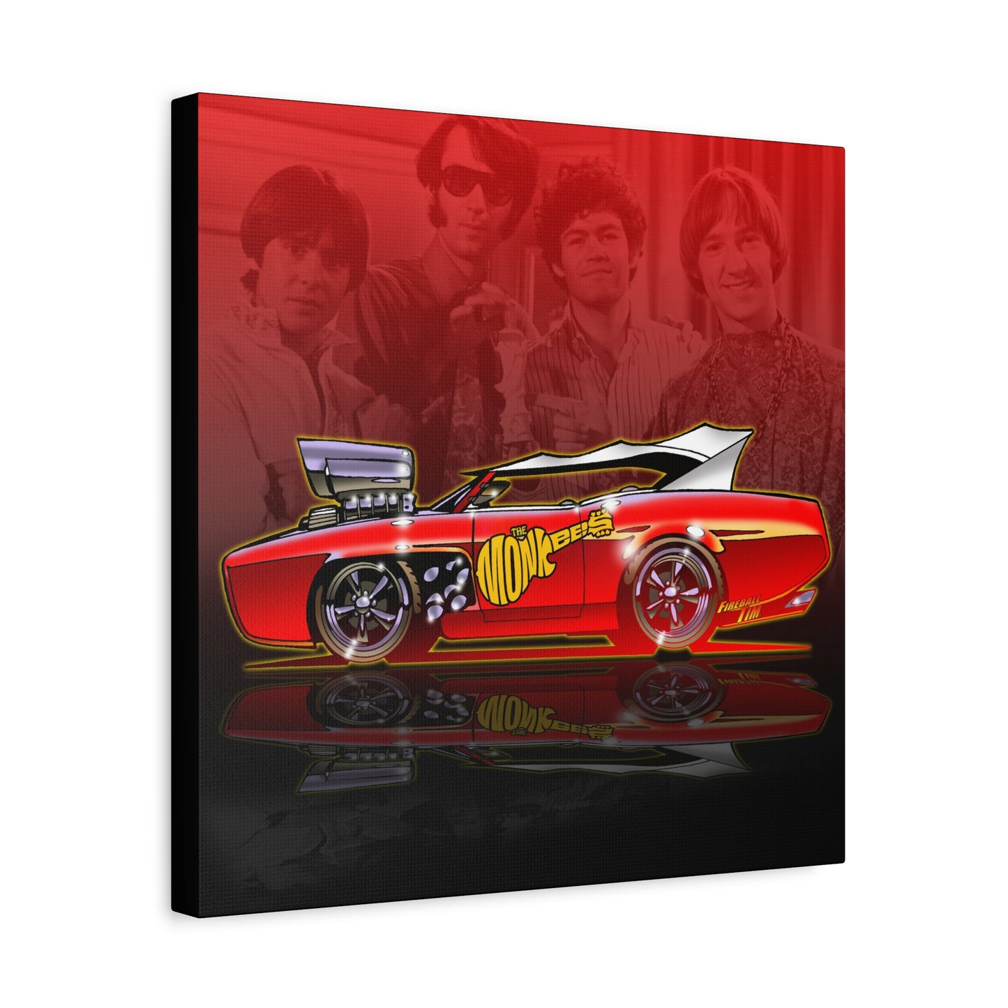 THE MONKEES Monkeemobile Fireball Canvas Art Wall Print