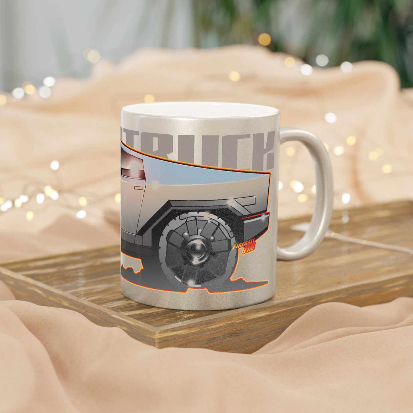TESLA CYBERTRUCK Metallic Silver Collectible Coffee Art Mug - 11oz