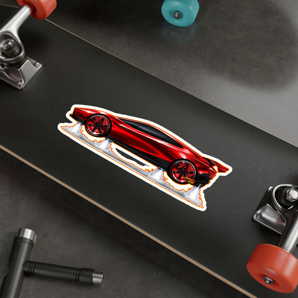 TESLA FLYING ROADSTER Collectible Fireball Art Stickers in 4 Sizes