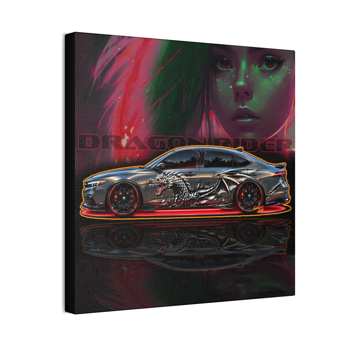 HONDA ACCORD 2025 Dragon Rider Collectible Fireball Art Canvas Stretched Print