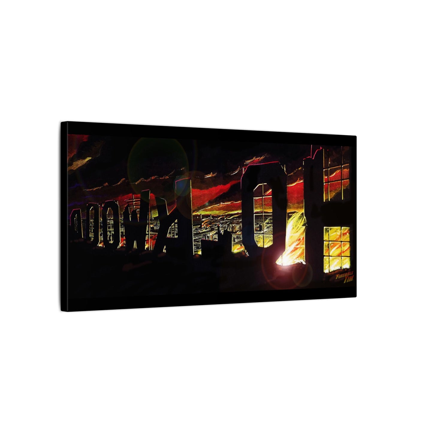 ESCAPE FROM LA Hollywood Sigh Fireball Concept Art Canvas Print