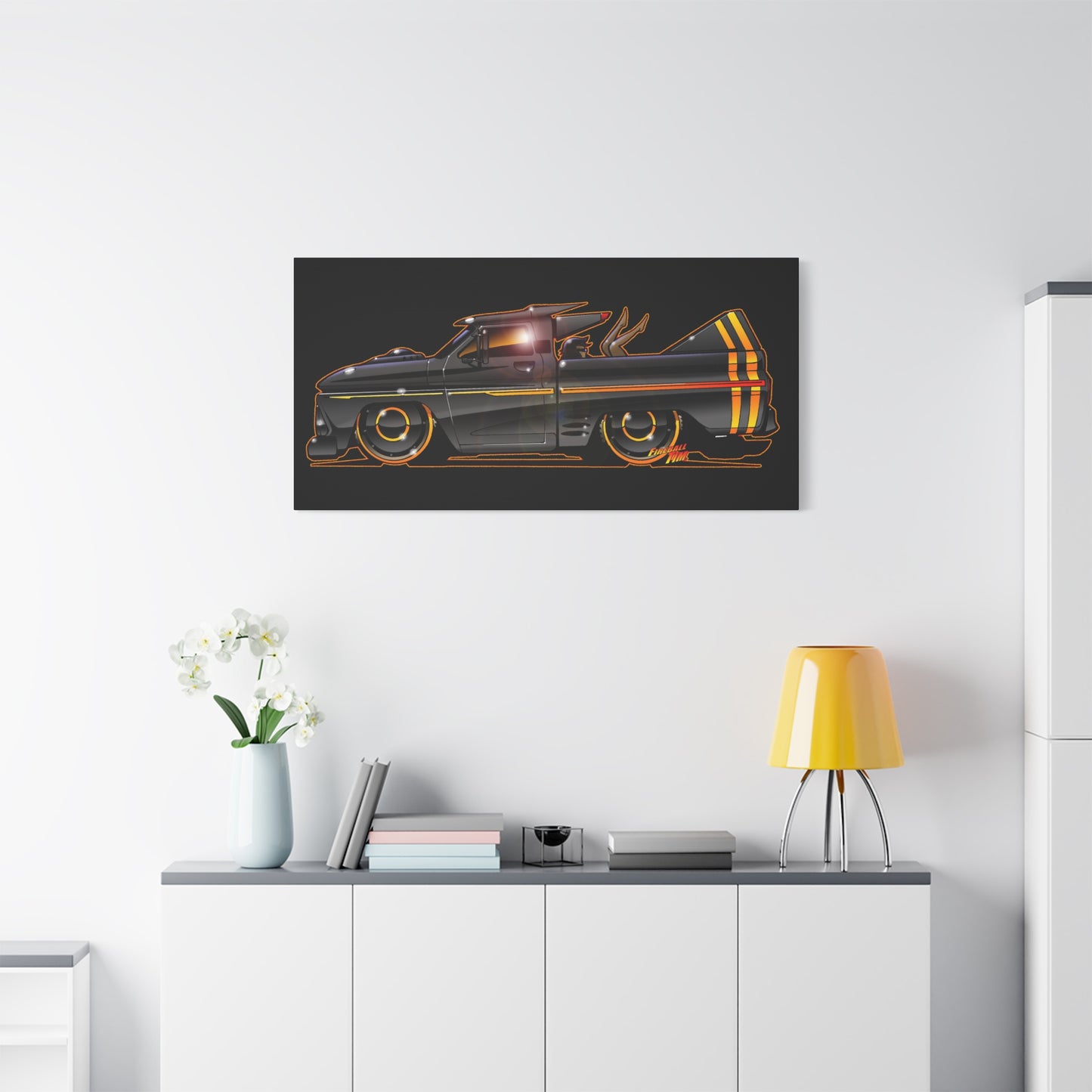 CHEVROLET C10 1960 Stinger Pickup Truck Fireball Art Canvas Print