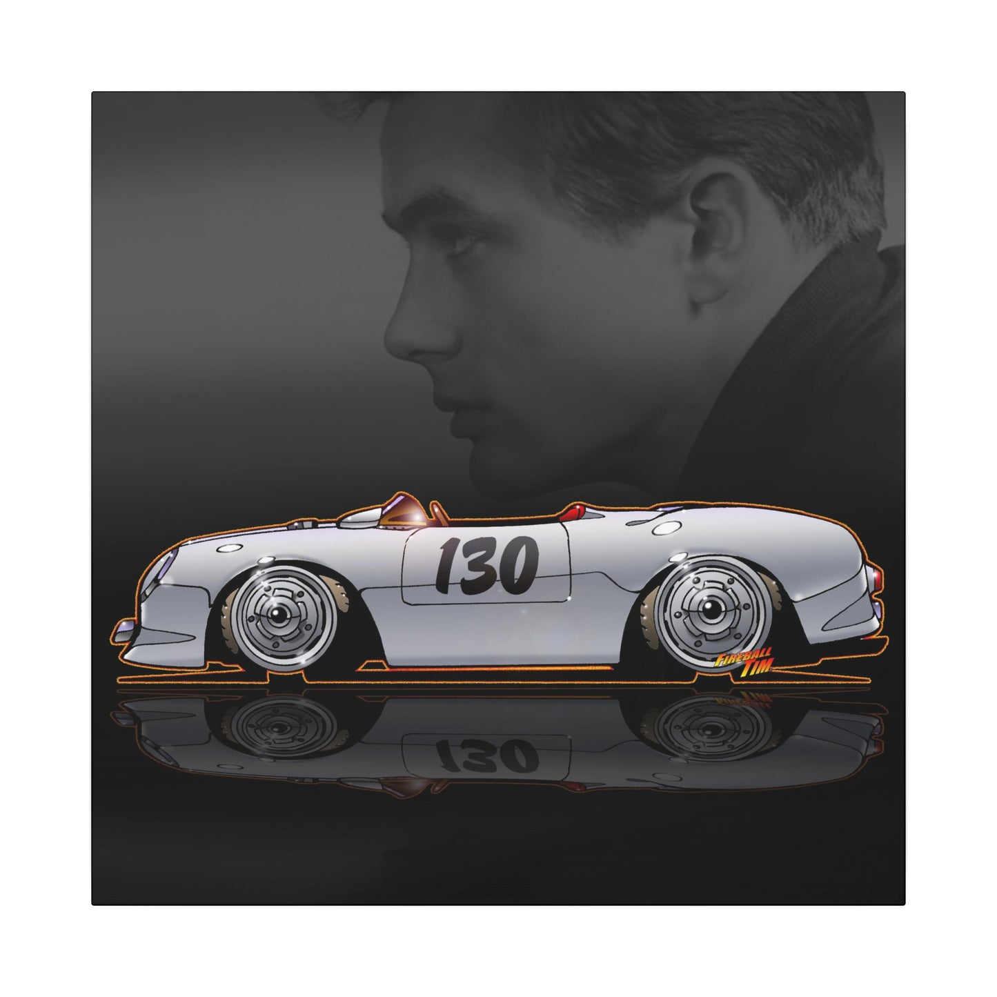 JAMES DEAN PORSCHE 550 Spyder Lil' Bastard Fireball Art Canvas Print