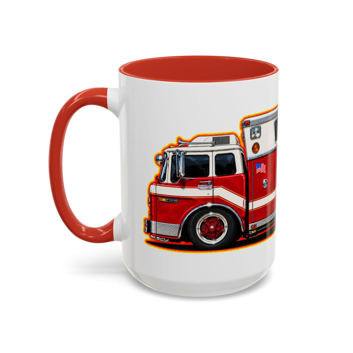 FIRE TRUCK Collectible Fireball Art Coffee Mug - 2 Sizes