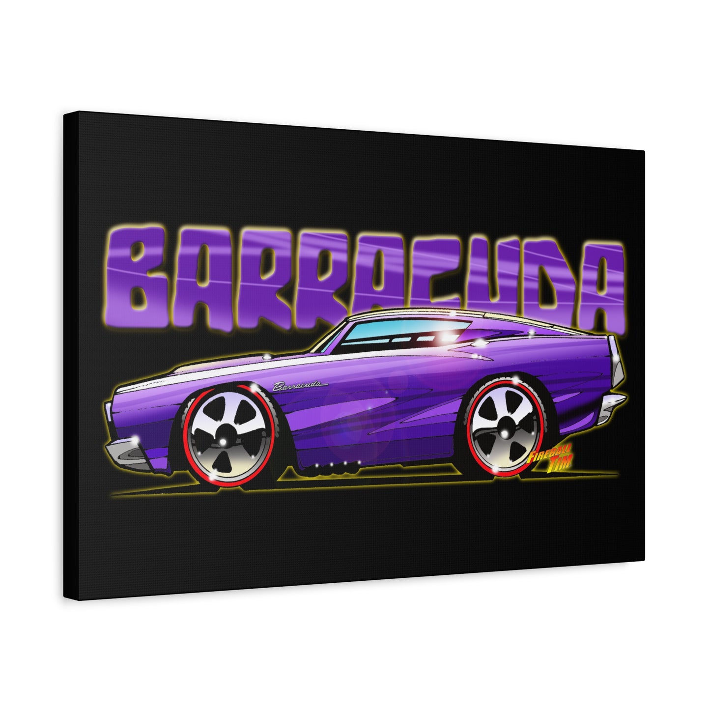 PLYMOUTH BARRACUDA Fireball Art Canvas Wall Print