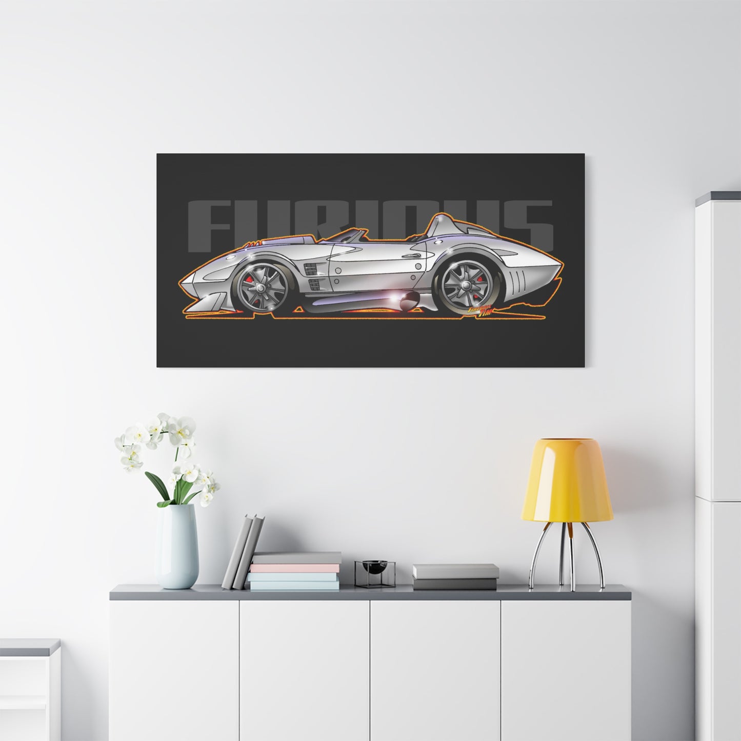 FAST AND FURIOUS Grand Sport Stingray Corvette Fireball Art Canvas Art Wall Print