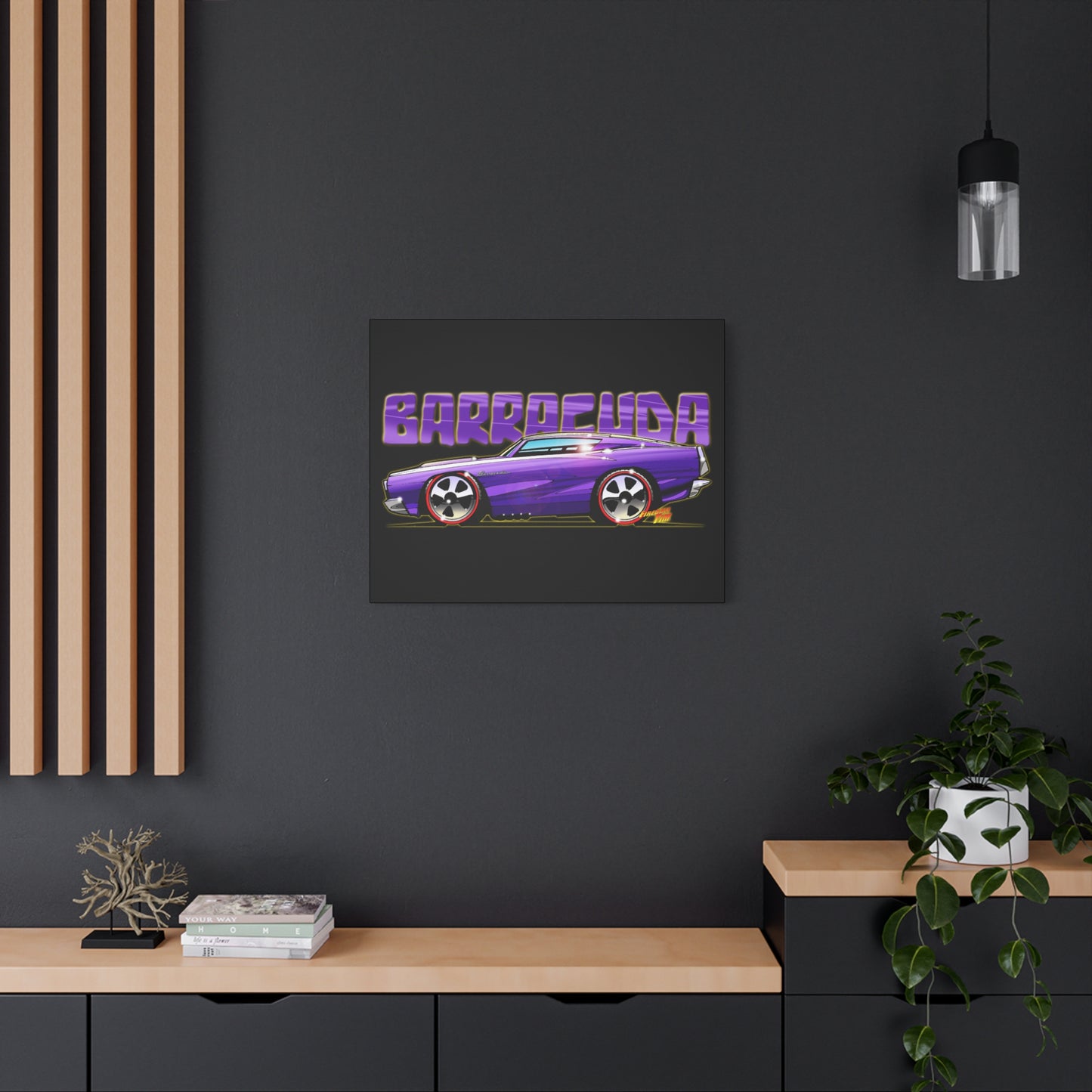PLYMOUTH BARRACUDA Fireball Art Canvas Wall Print