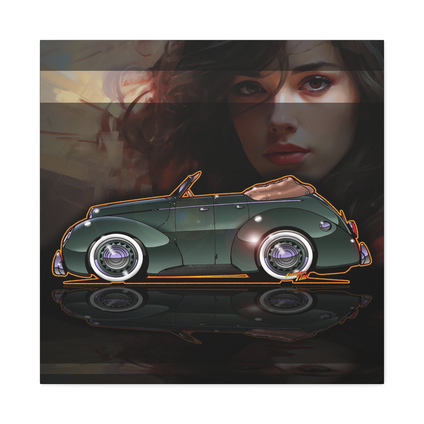 FORD DELUXE 1939 Convertible Fireball Art Canvas Print