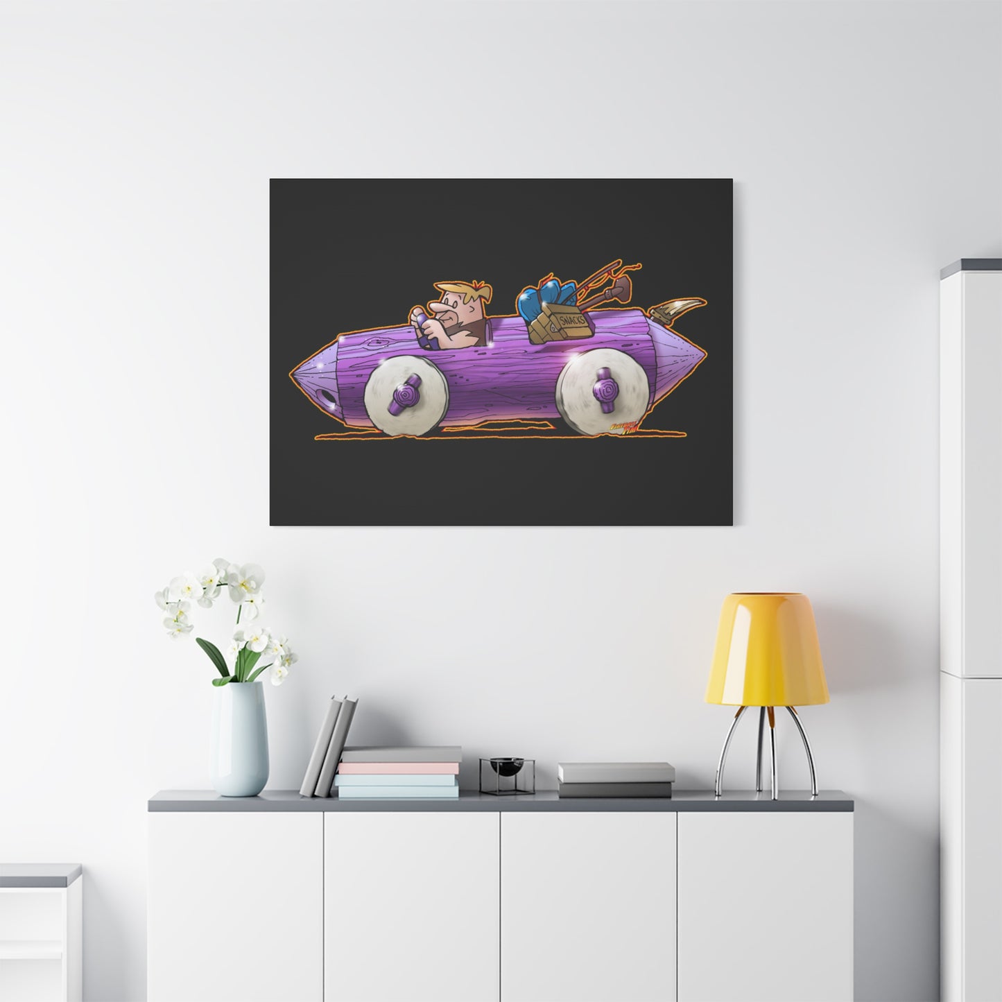FLINSTONES BARNEY RUBBLE Fireball Art Canvas Wall Print - Multiple Sizes