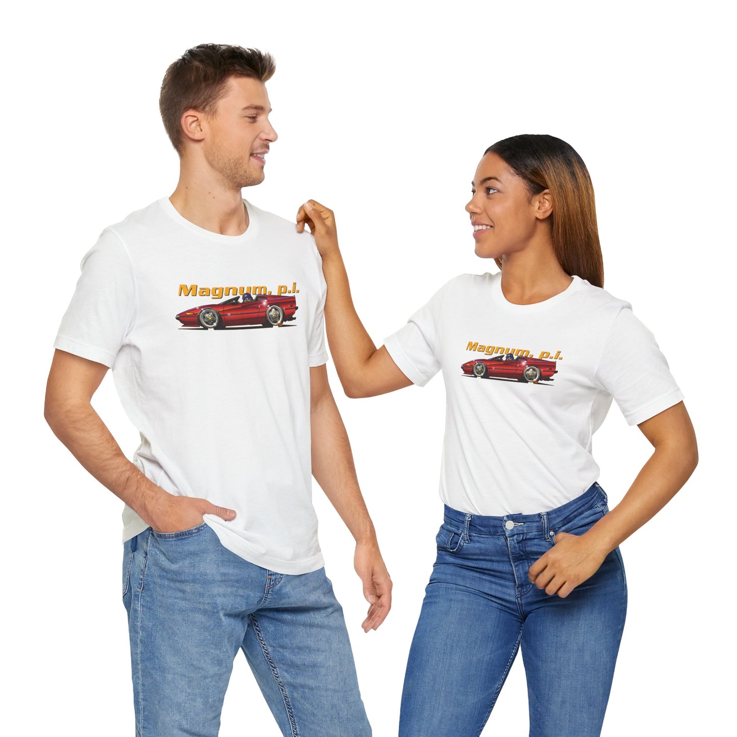 MAGNUM PI FERRARI 308 GTS Unisex Jersey Fireball Art Tee Shirt - Multiple Colors
