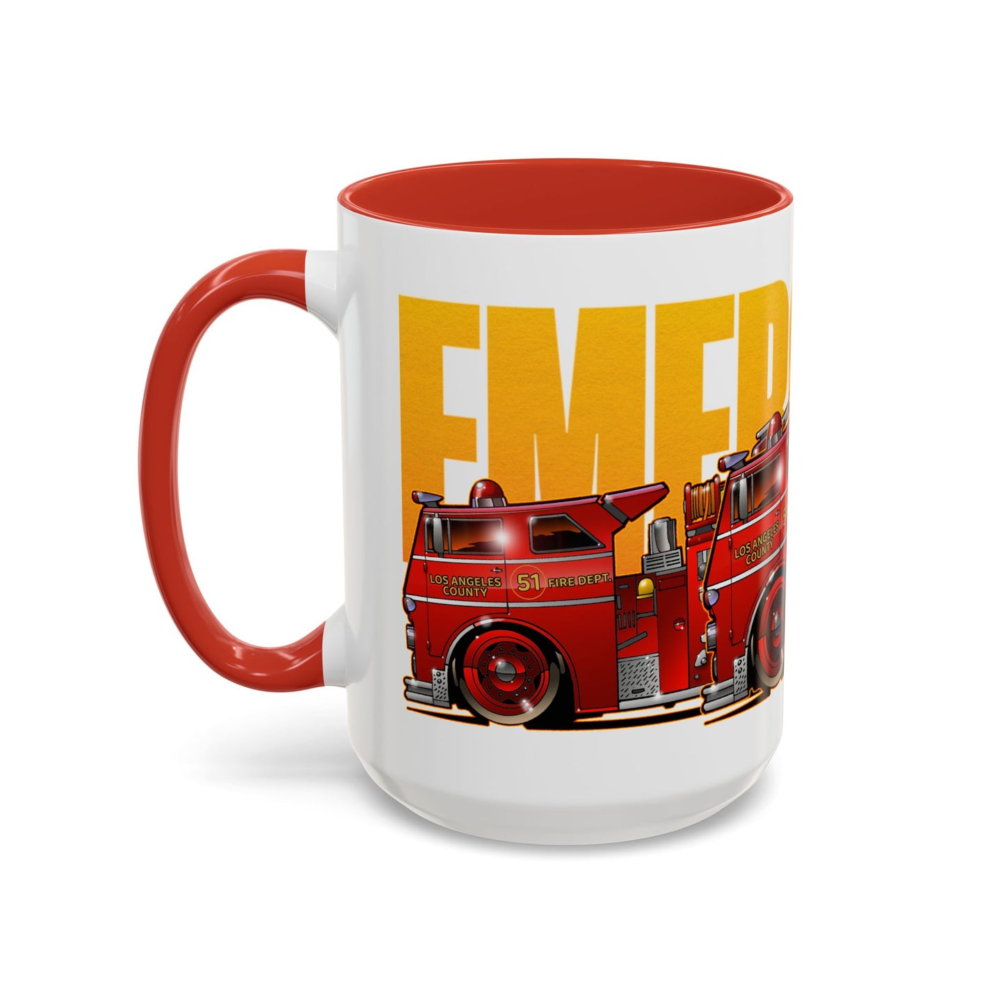 EMERGENCY ENGINE 51 Fire Truck Collectible Art Coffee Mug - 2 Sizes