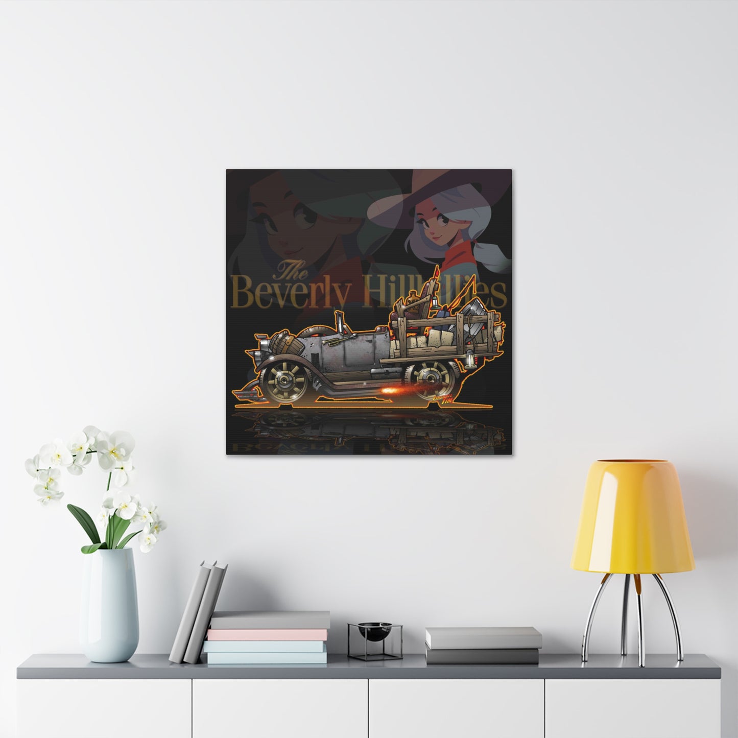 THE BEVERLY HILLBILLIES TV Show Car Concept Art MASTERPRINT Canvas 3 Sizes