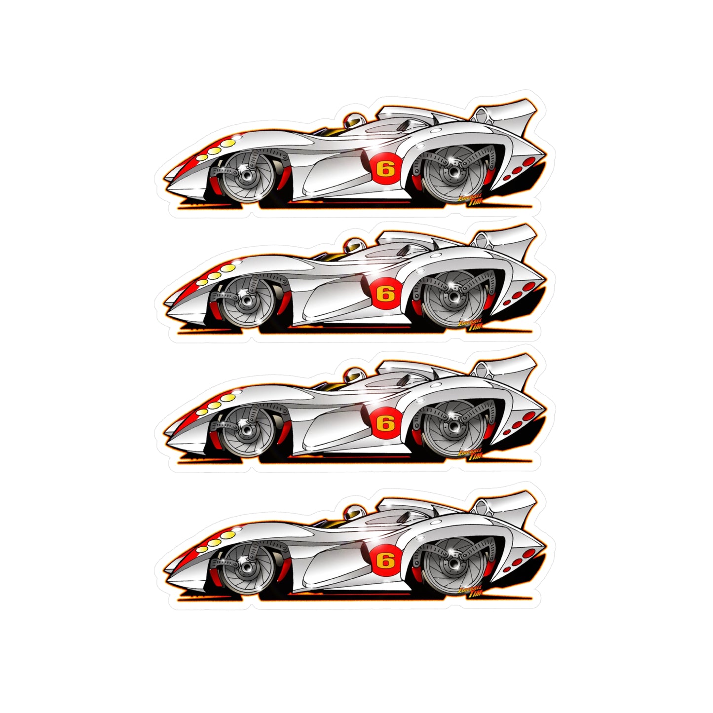 SPEED RACER MACH 6 Fireball Art Decal Sticker Set