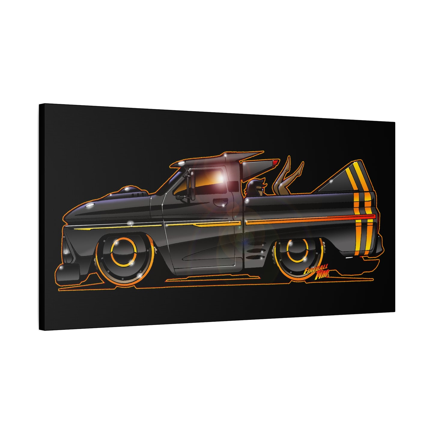 CHEVROLET C10 1960 Stinger Pickup Truck Fireball Art Canvas Print