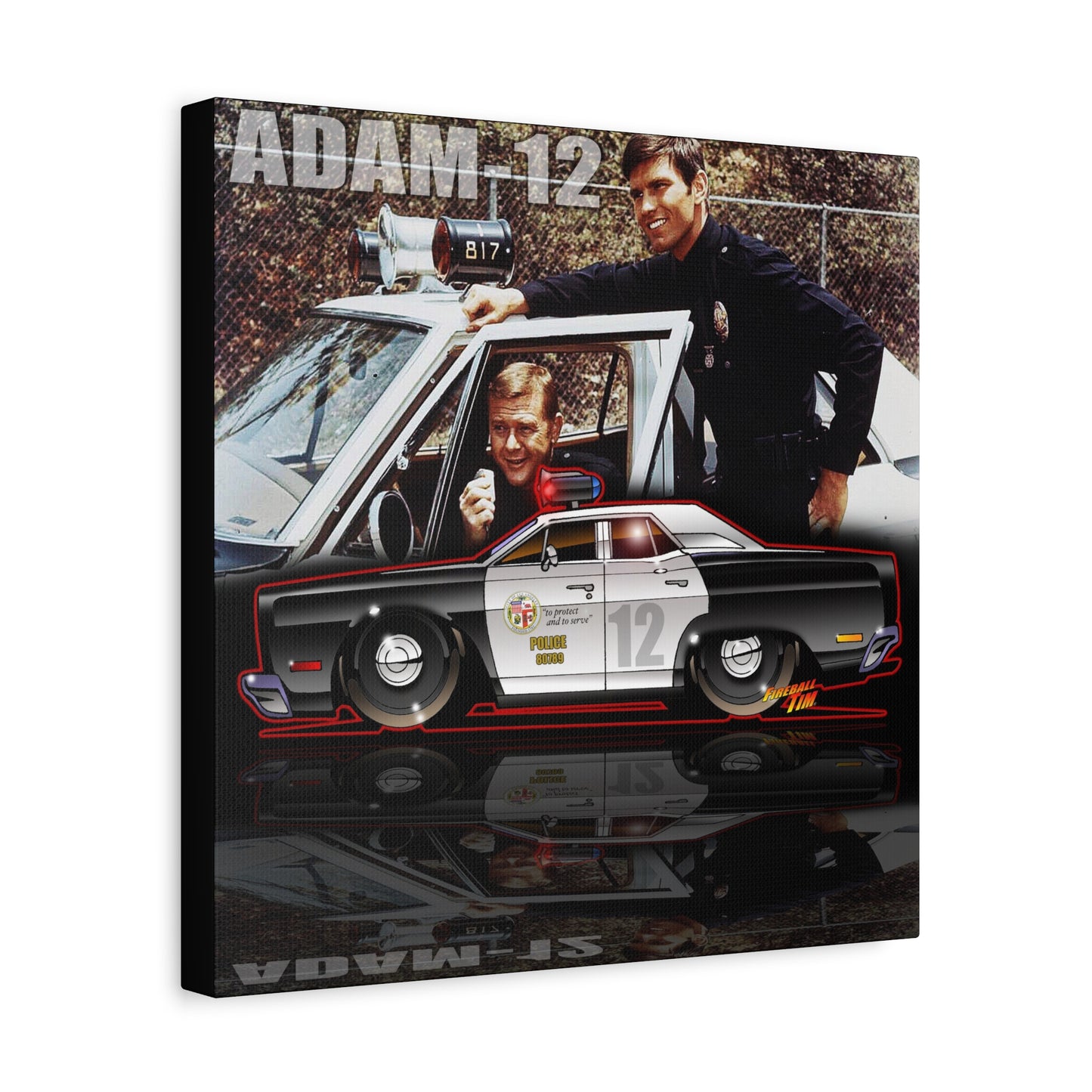 ADAM 12 PLYMOUTH Police Car Fireball Art Canvas Print