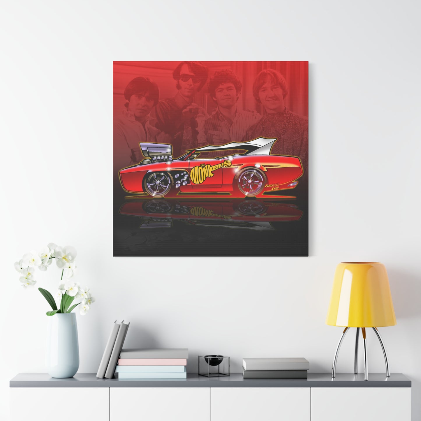 THE MONKEES Monkeemobile Fireball Canvas Art Wall Print