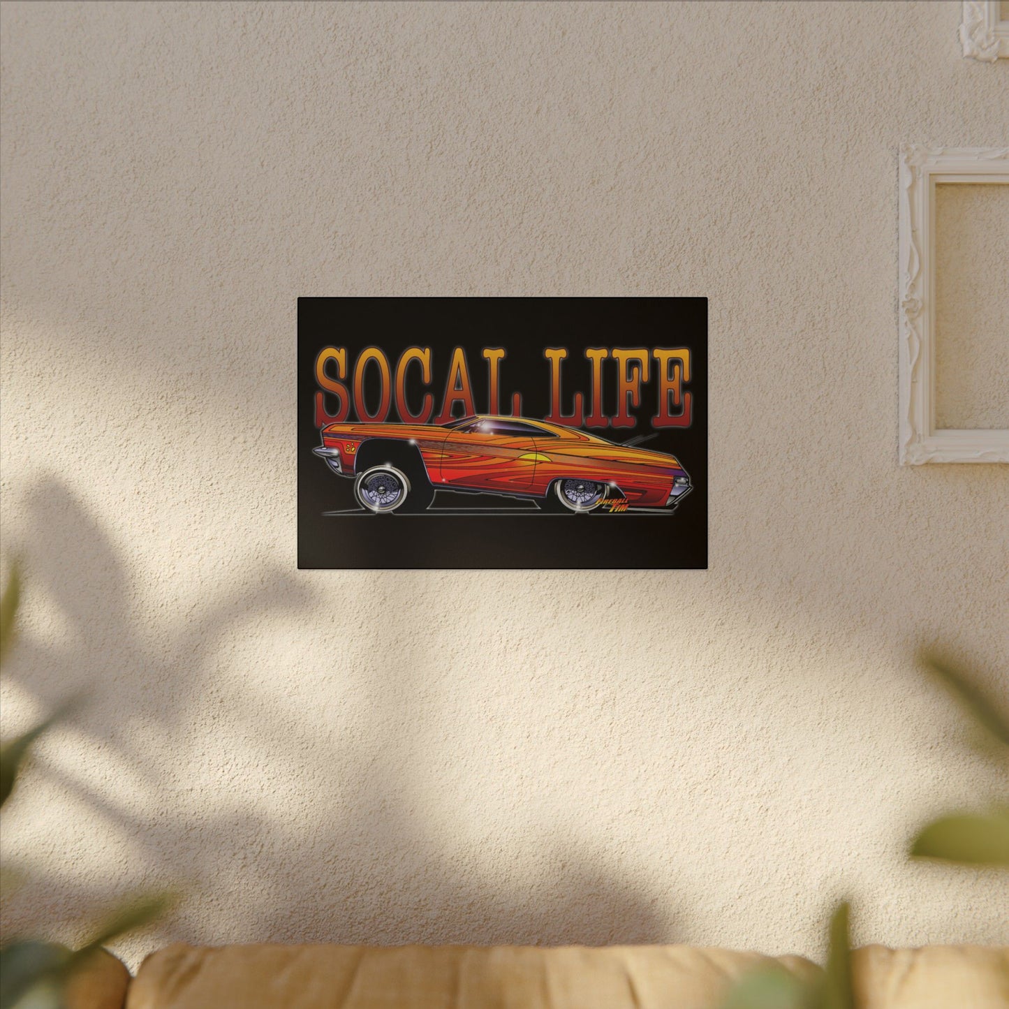 CHEVY IMPALA LOWRIDER Fireball Art Canvas Print
