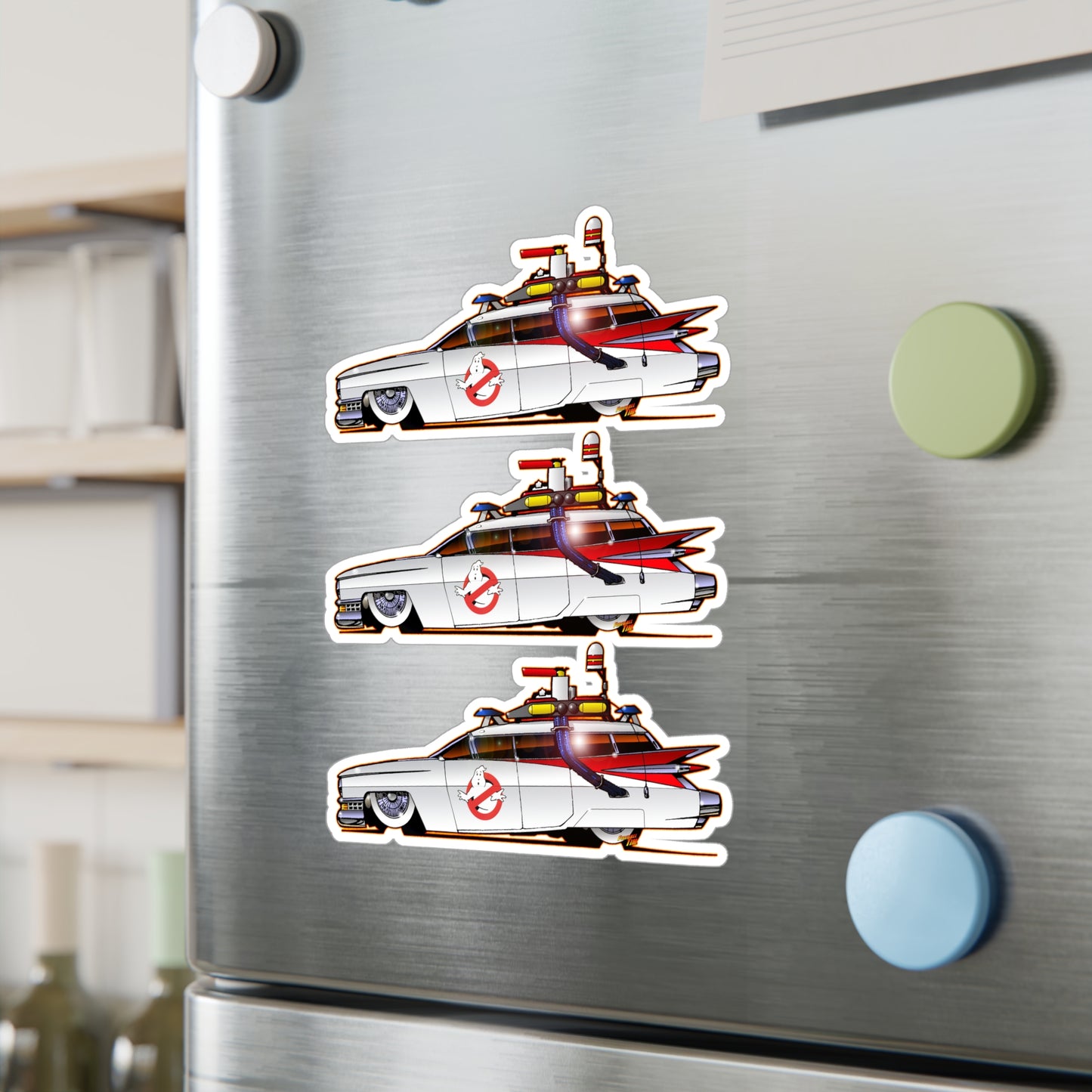 GHOSTBUSTERS ECTO 1 Fireball Art Decal Stickers - 4 Sizes