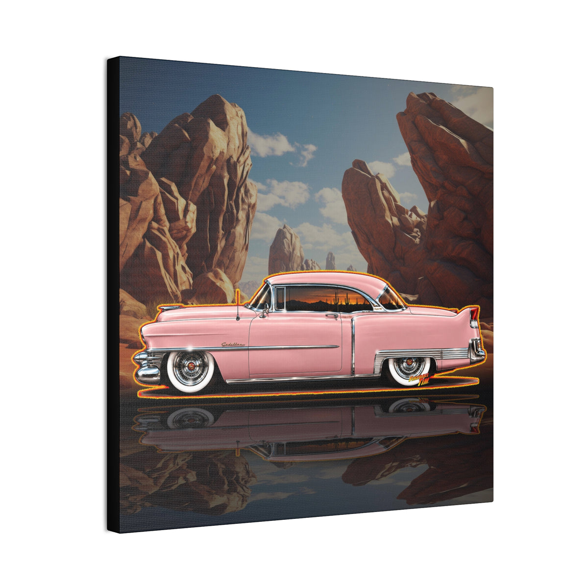 CADILLAC Coupe DeVille 1953 Collectible Fireball Art Canvas Stretched Print