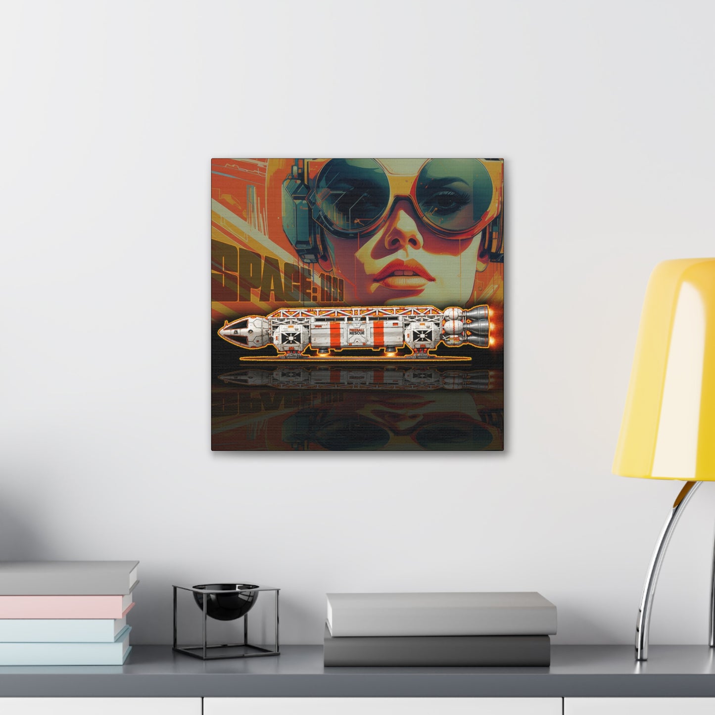 SPACE 1999 EAGLE RESCUE Spaceship Collectible Fireball Art Canvas Stretched Print