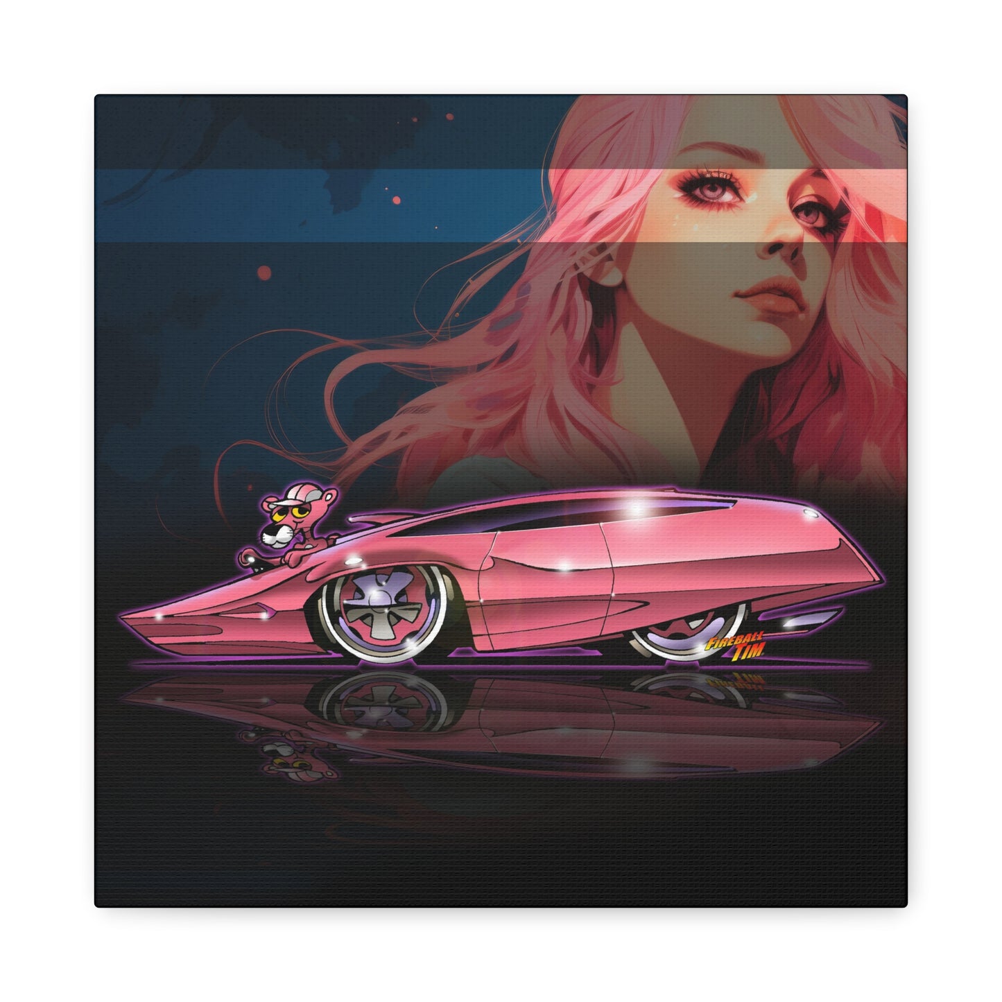 PINK PANTHER PANTHERMOBILE Fireball Canvas Art Wall Print - 12x12