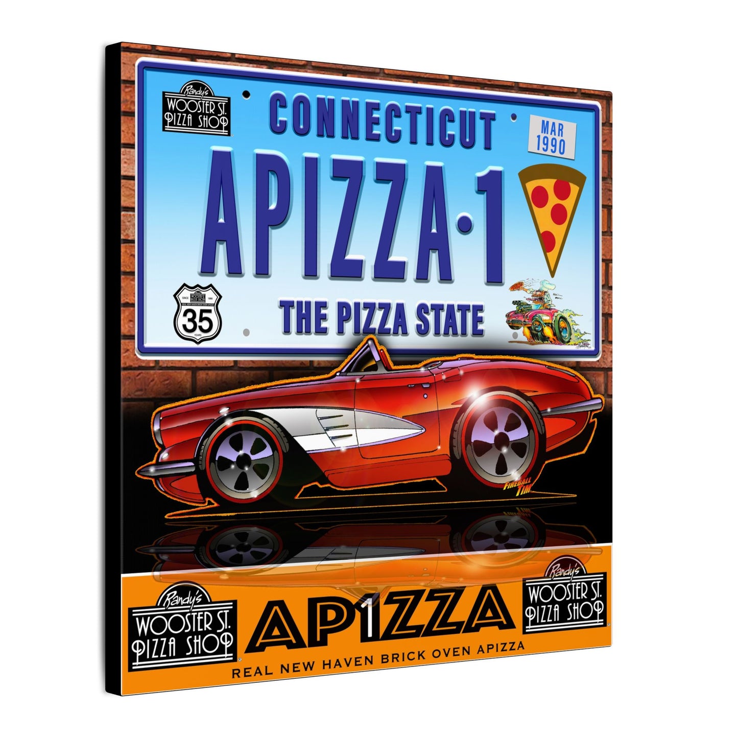 CORVETTE 1958 APIZZA 1 Fireball Art Canvas Print