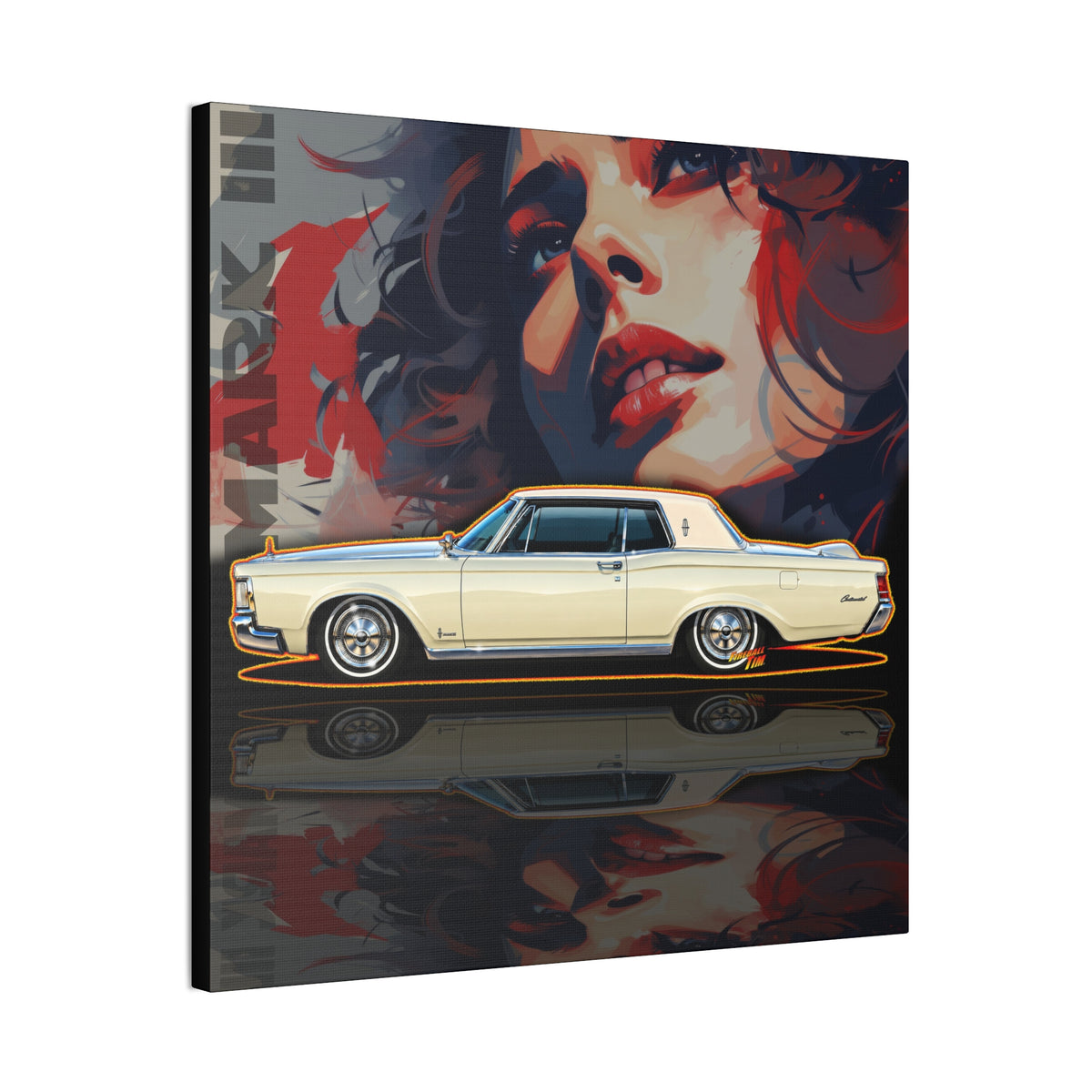 LINCOLN MARK III 1970 Collectible Fireball Art Canvas Stretched Print