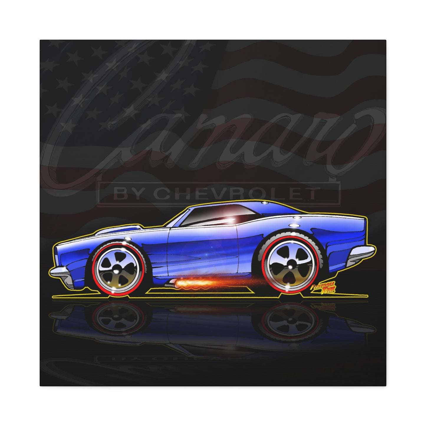 HOT WHEELS CAMARO Custom Collectible Fireball Art Canvas Print