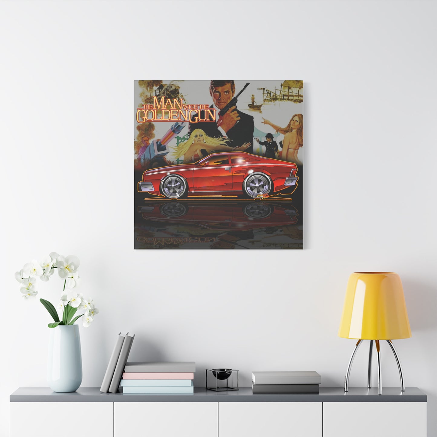 MAN WITH THE GOLDEN GUN AMC Hornet James Bond Fireball Art Canvas Print
