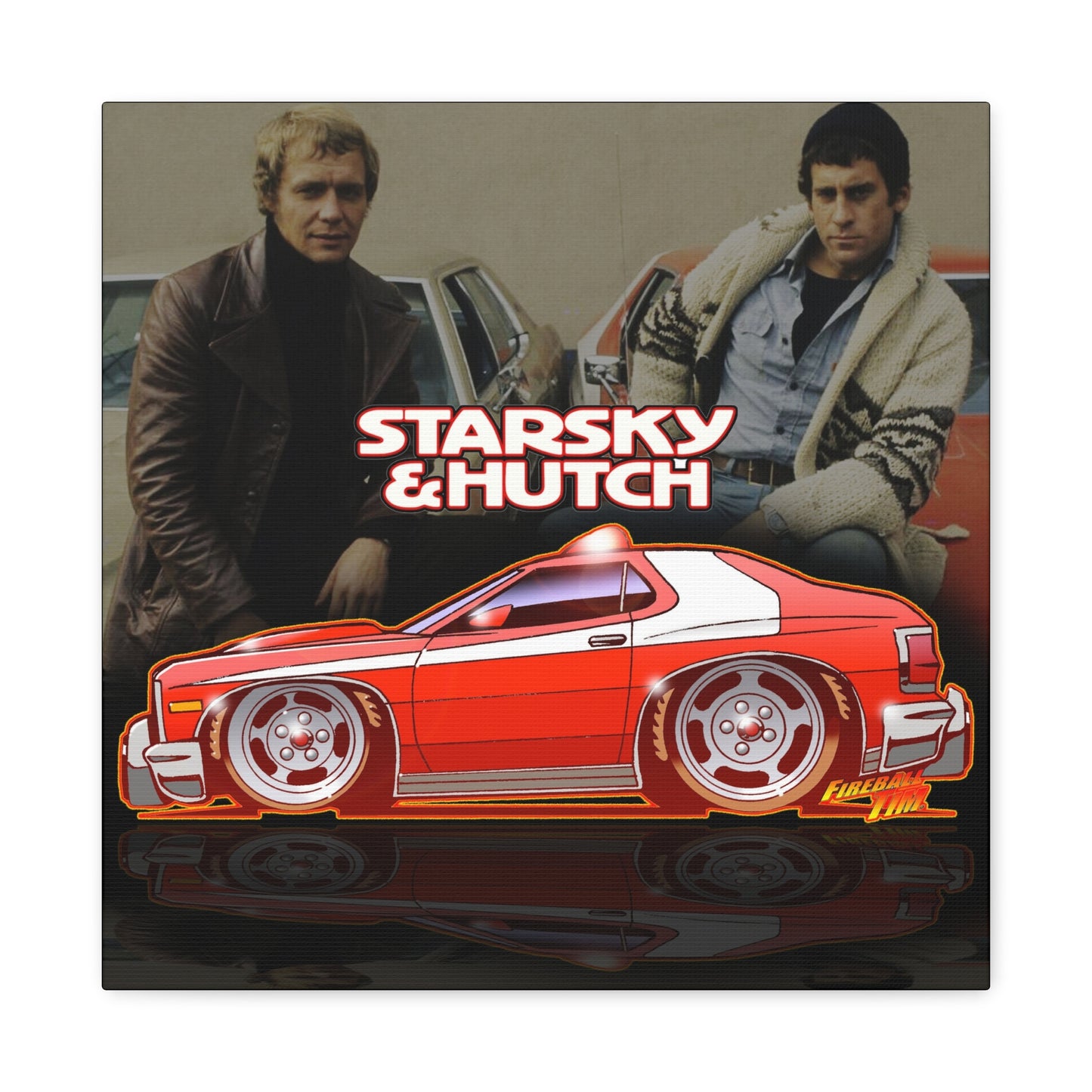 STARSKY AND HUTCH Fireball Art Canvas Wall Print