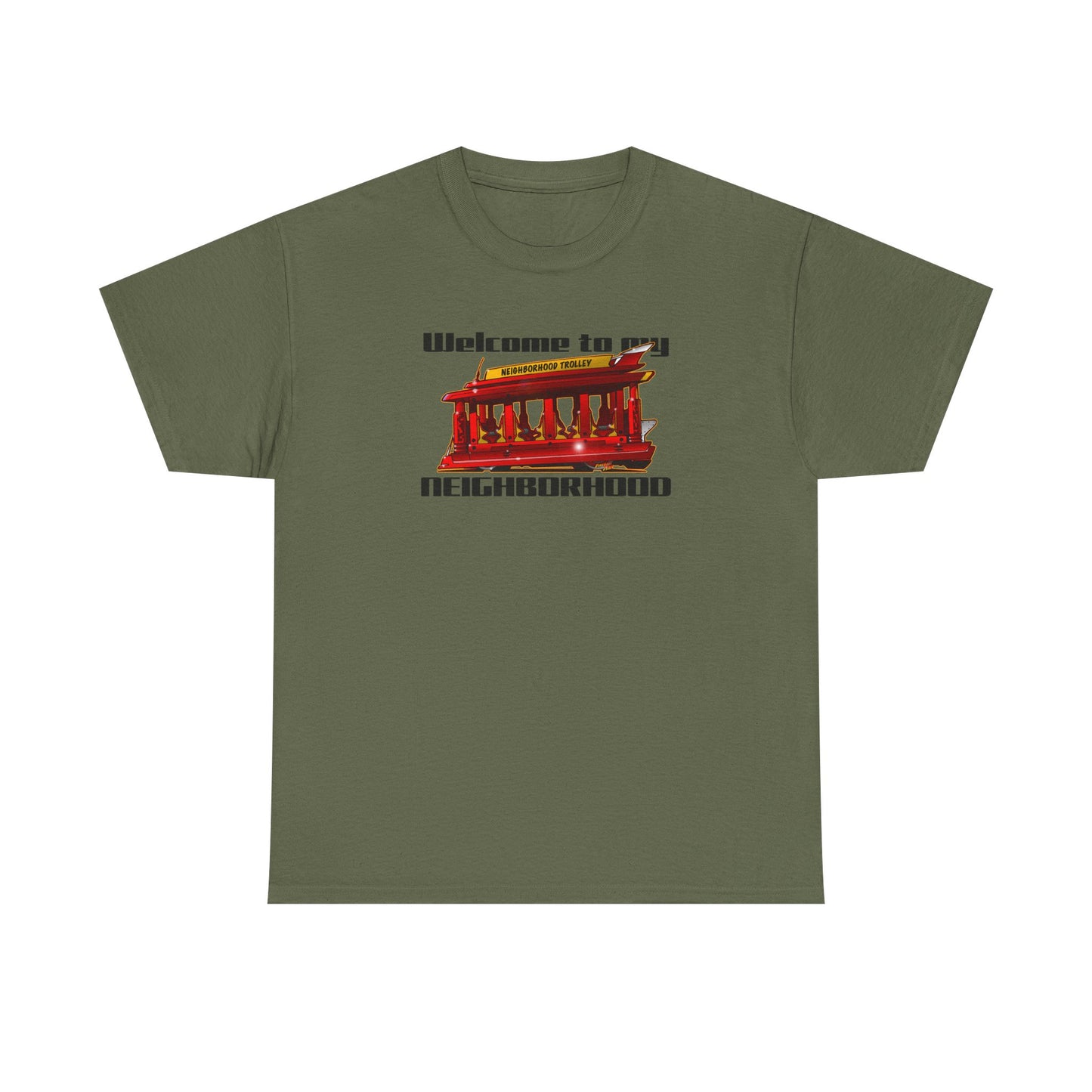 MR. ROGERS NEIGHBORHOOD TROLLEY Unisex Heavy Cotton Tee Shirt - Multiple Colors