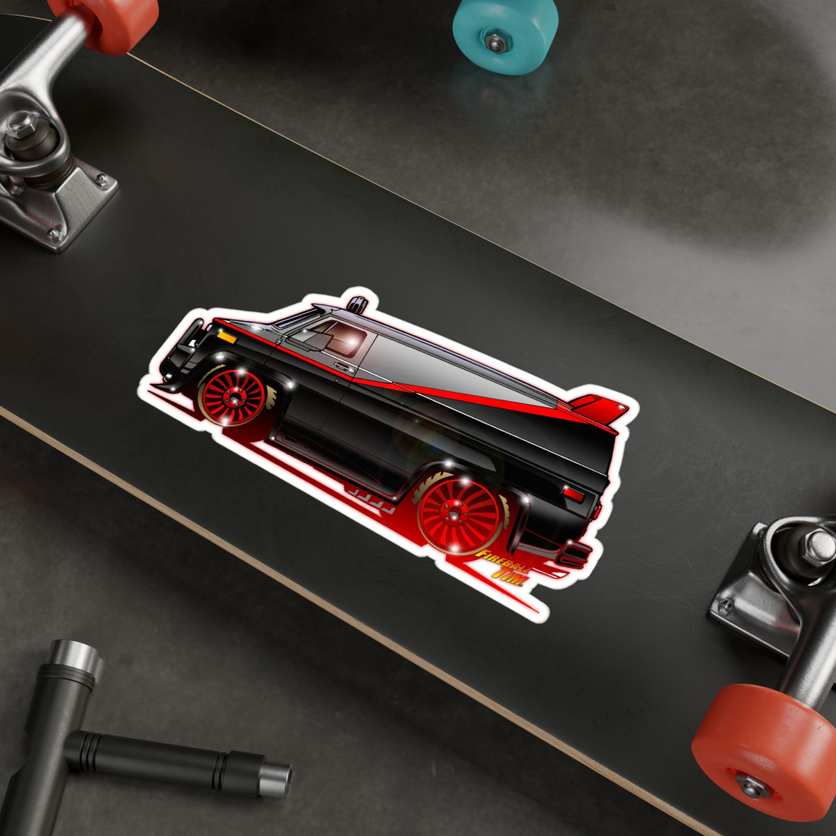 ATEAM VAN Collectible Fireball Art Stickers in 4 Sizes