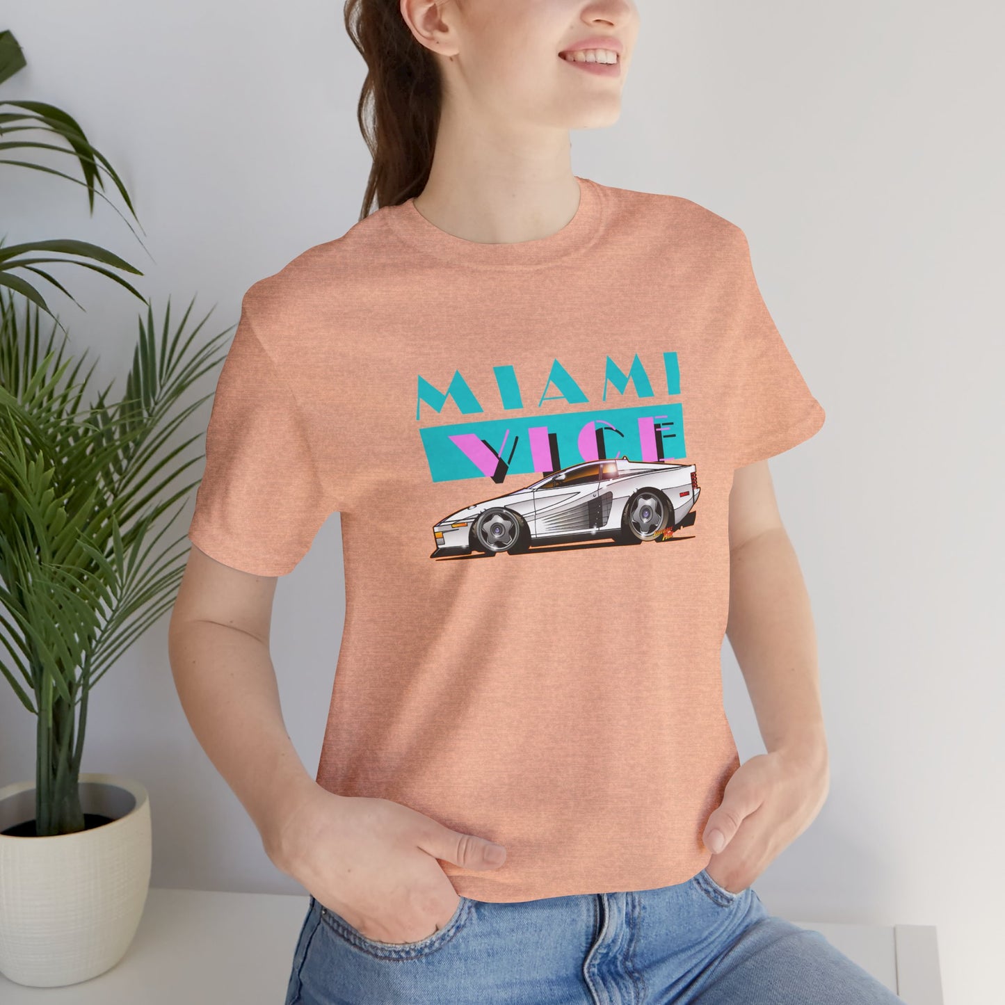 MIAMI VICE FERRARI TESTAROSSA TV Show Short Sleeve Tee 12 Colors