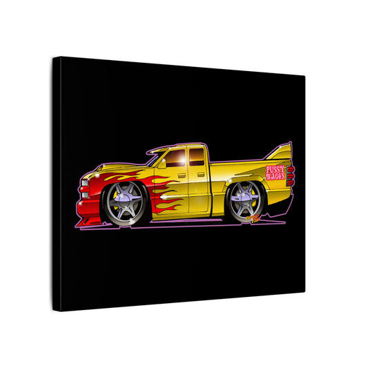 KILL BILL PUSSY WAGON Chevy Pickup Truck Fireball Art Canvas Print - 11x14