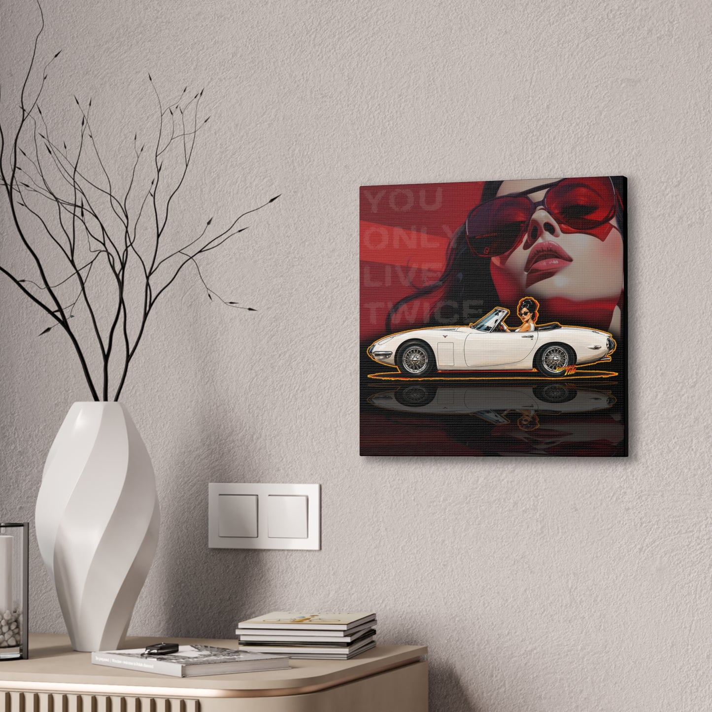 JAMES BOND 007 You Only Live Twice Toyota 2000GT Collectible Fireball Art Canvas Stretched Print