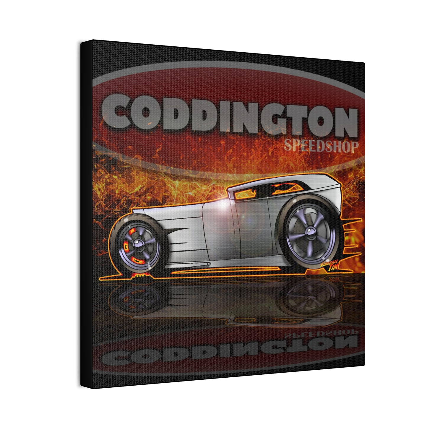 CODDINGTON SPEEDSHOP ALUMA TUB Vintage Custom Hot Rod Canvas Art Print - 12X12