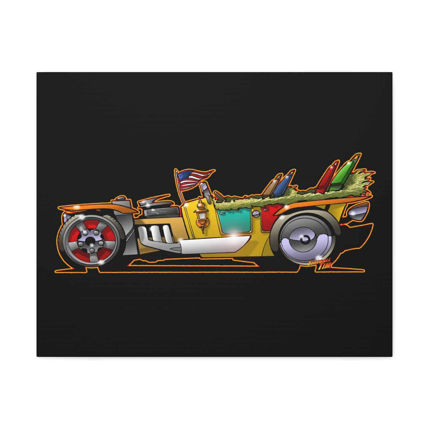 MONGREL T HOT ROD Elvis Easy Come Easy Go Fireball Canvas Art Wall Print