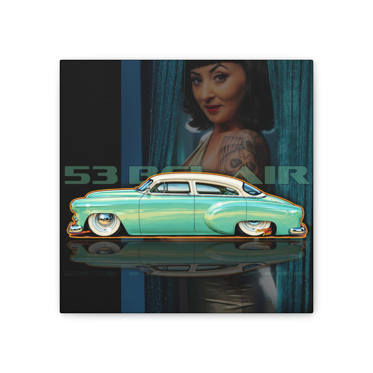 CHEVROLET BEL AIR 1953 Collectible Fireball Art Collectible Fireball Art Canvas Stretched Print