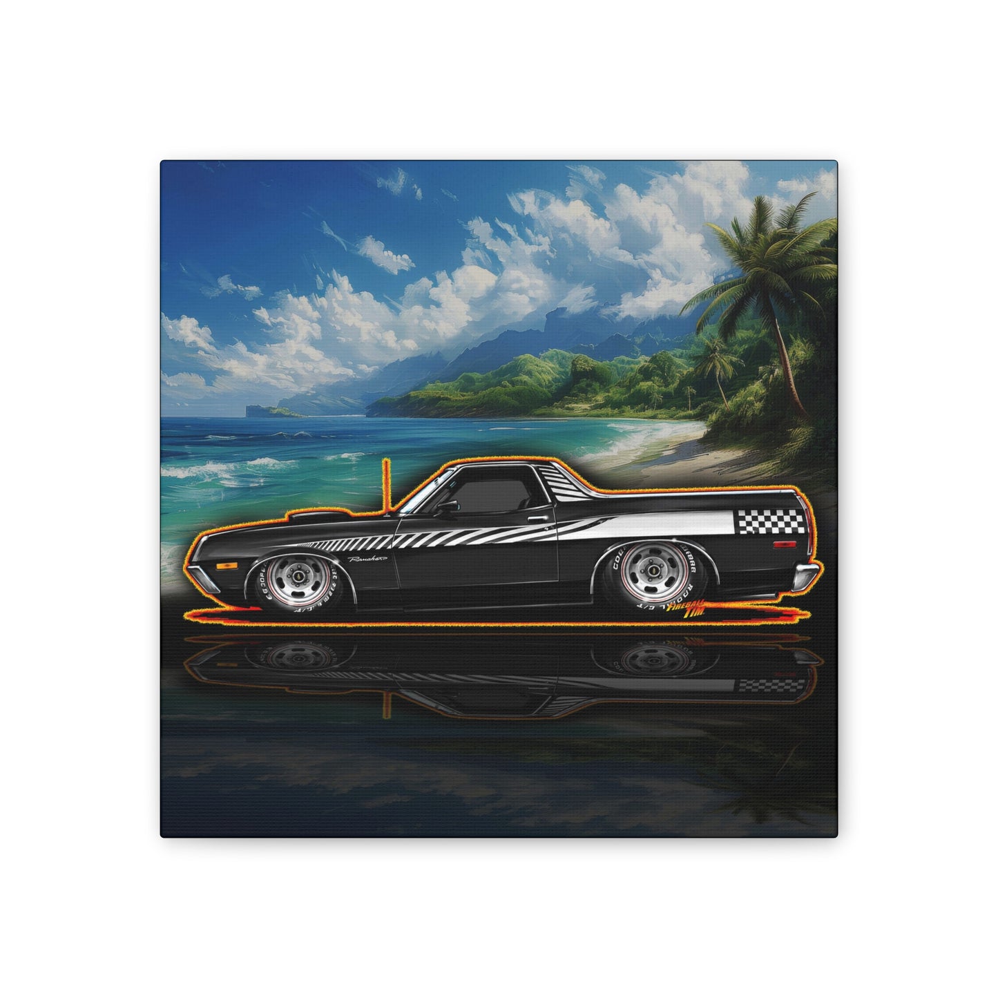 FORD RANCHERO Collectible Fireball Art Canvas Stretched Print