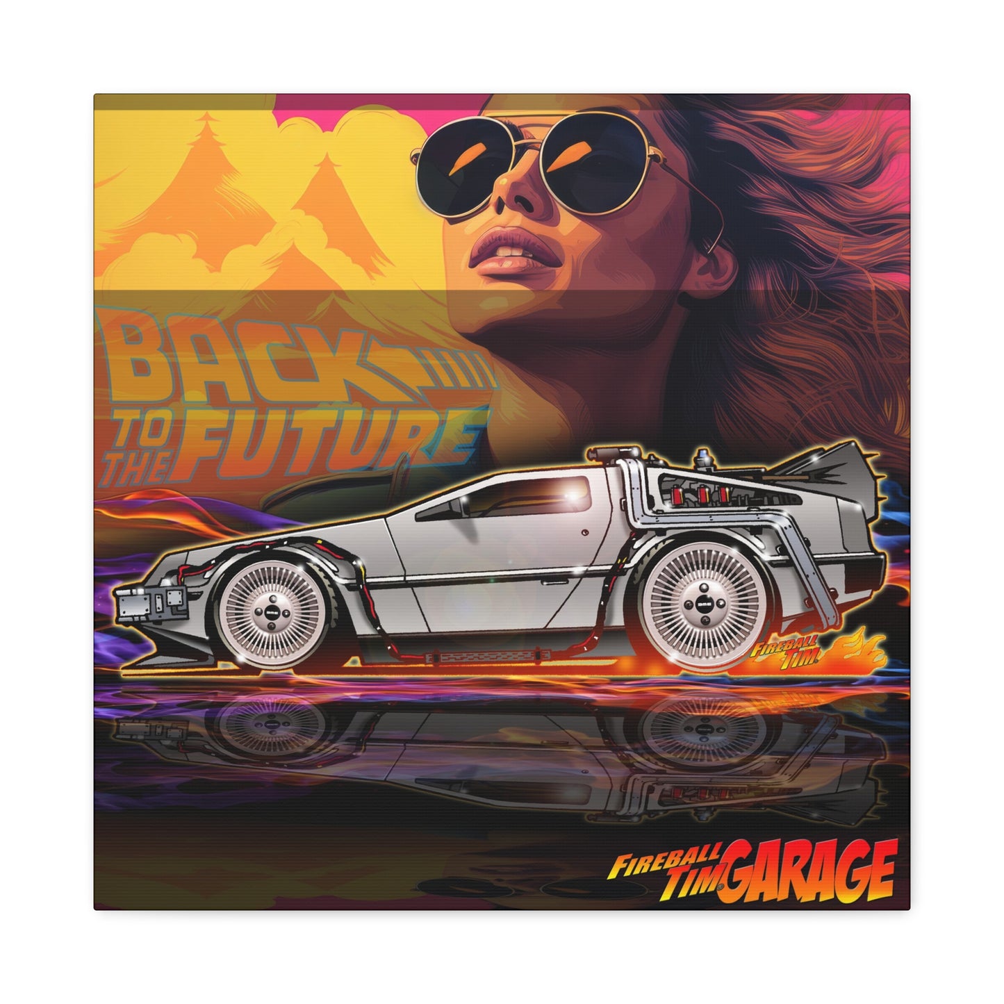 BACK TO THE FUTURE Delorean Time Machine Concept Art Canvas MASTERPRINT 3 Sizes